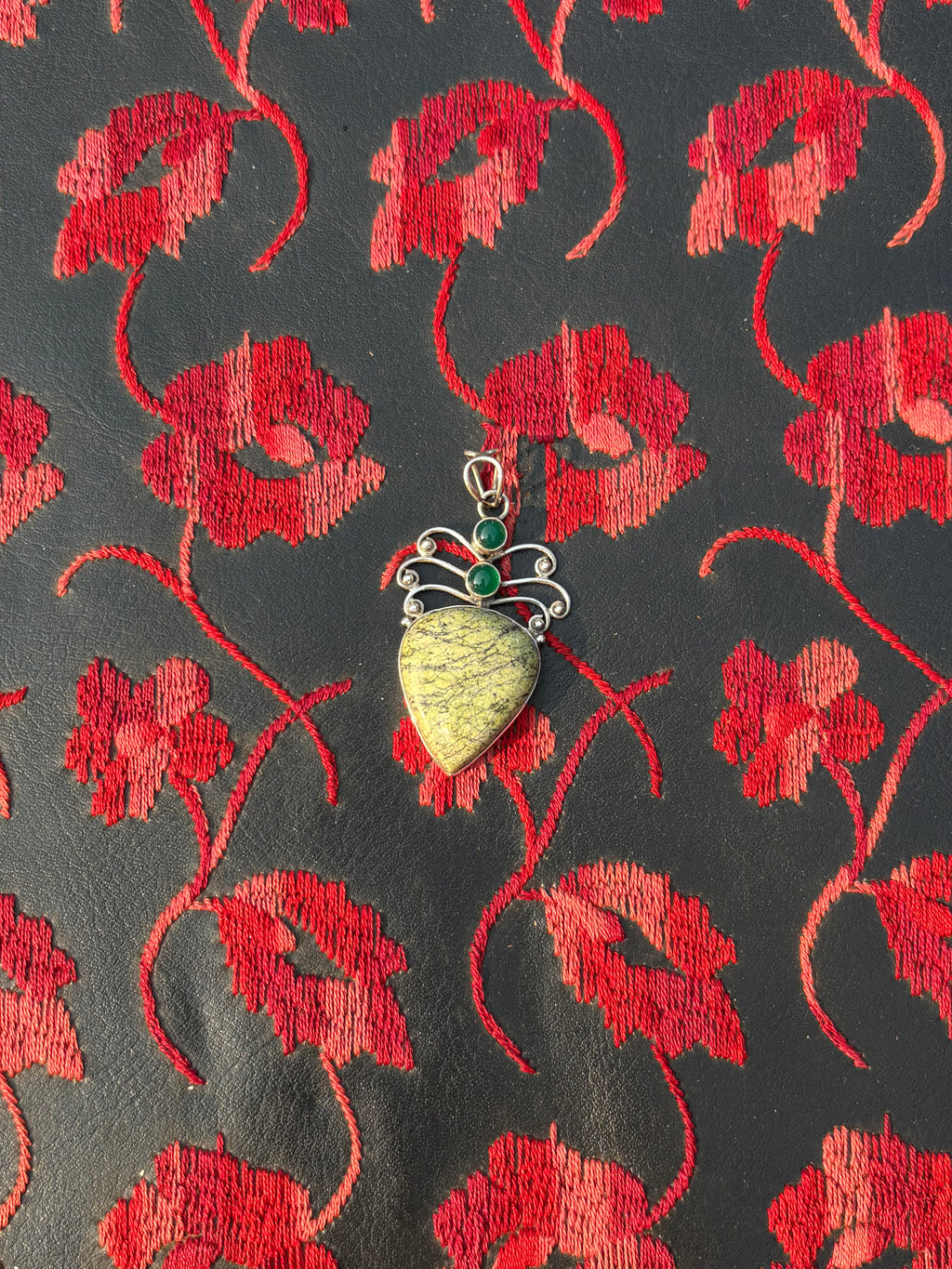 Jade & Jasper Sterling Silver Pendant