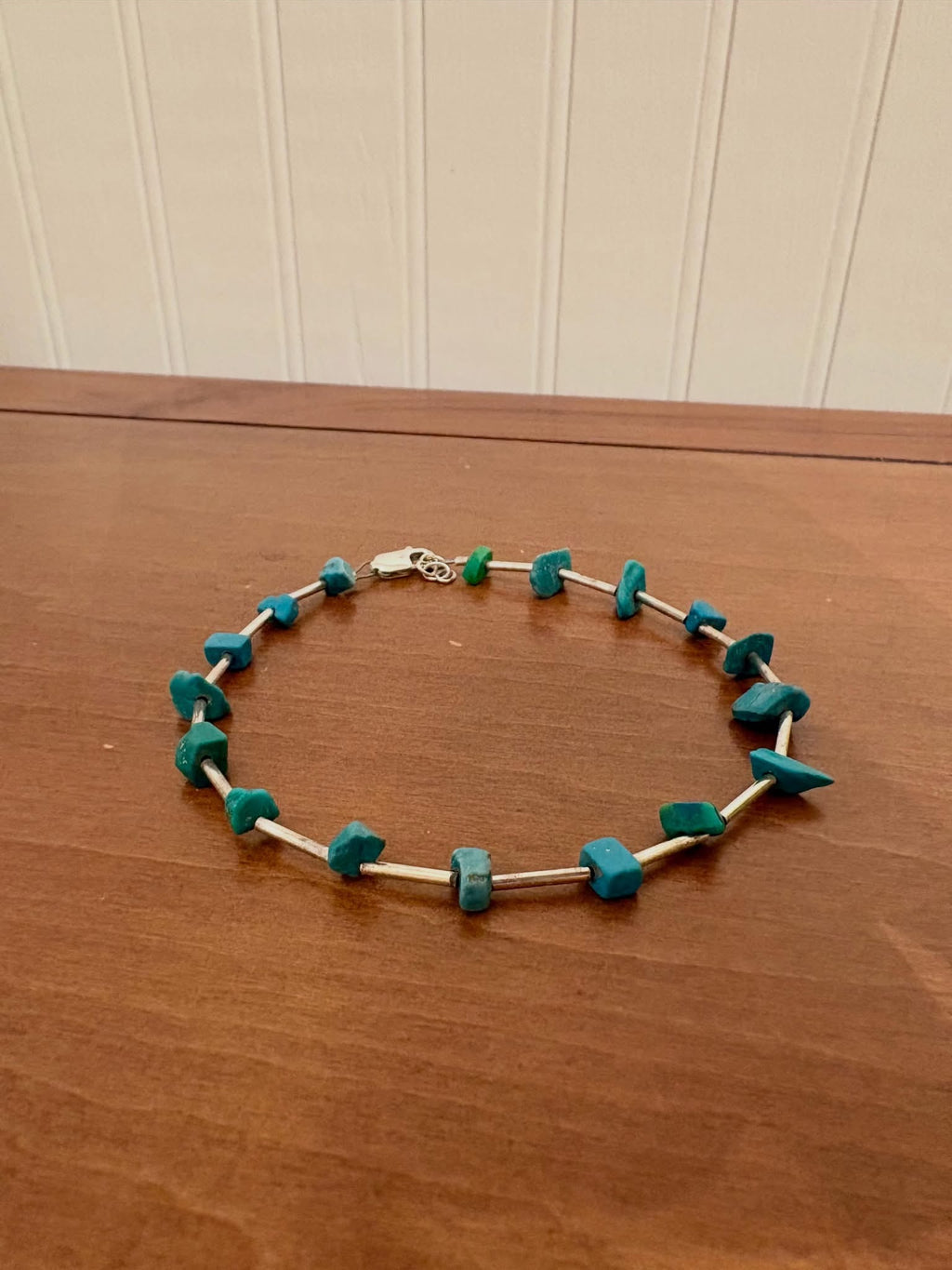 Liquid Silver & Turquoise Anklet