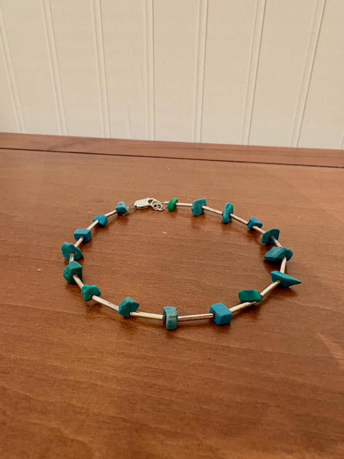 Liquid Silver & Turquoise Anklet