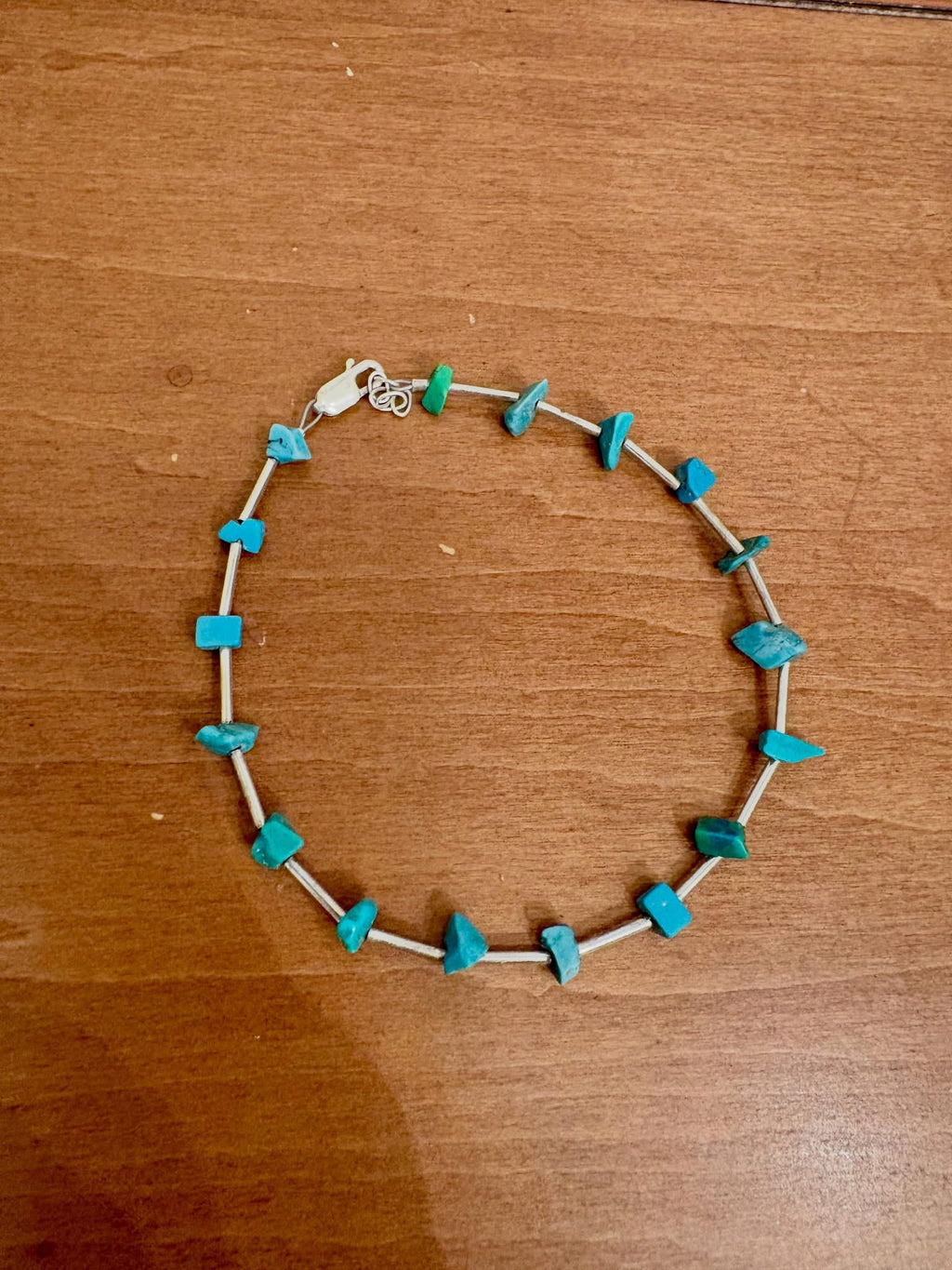 Liquid Silver & Turquoise Anklet