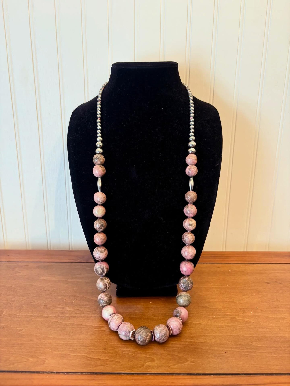 36” Statement Rhodonite Necklace