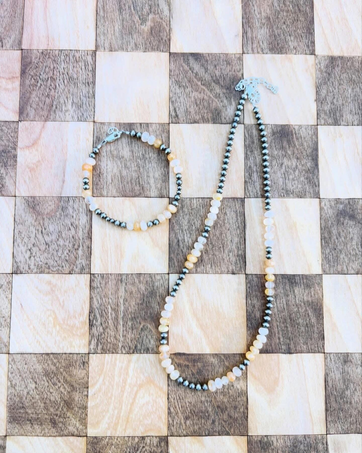 Yellow Iron Quartz & Navajo Pearl Set