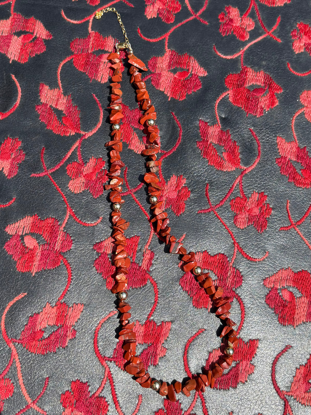 20-23” Gold & Red Jasper Necklace